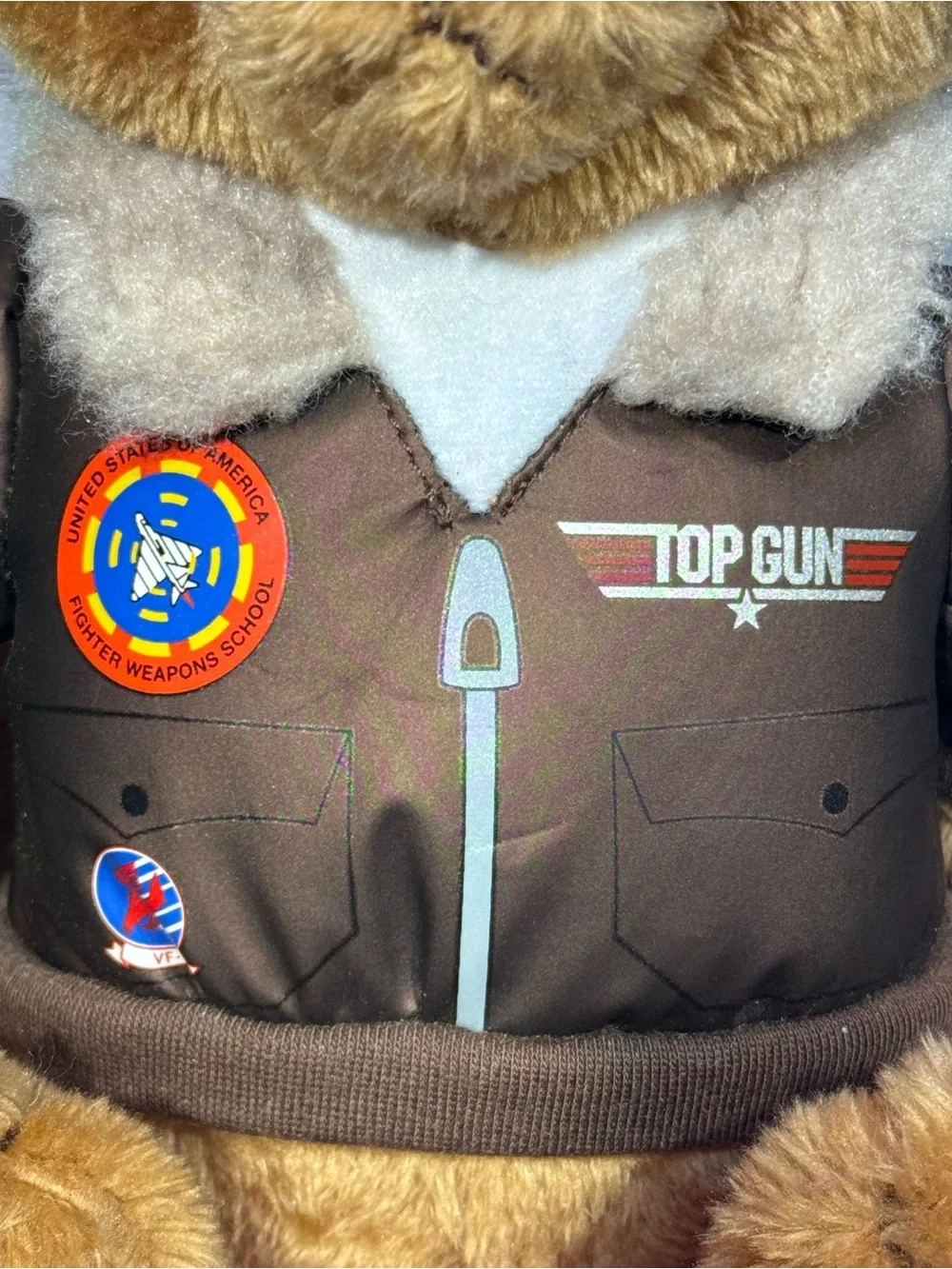 NIB Top Gun Plush Maverick Aviator Pilot Brown Teddy Bear Musical Stuffed Animal